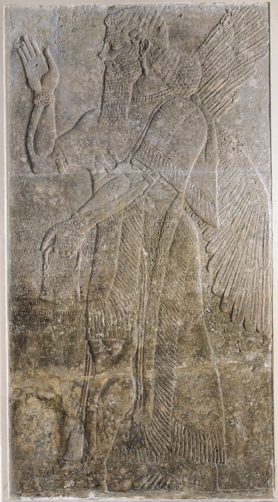Reliëf met een Gevleugelde Geest, uit het Paleis in Nimrud (Kalah) door Assyrian